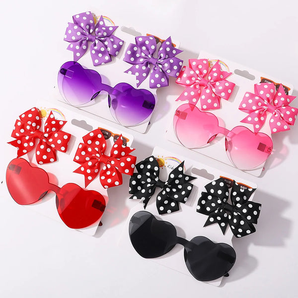 3Pcs Kids Hair Clips & Sunglasses Set