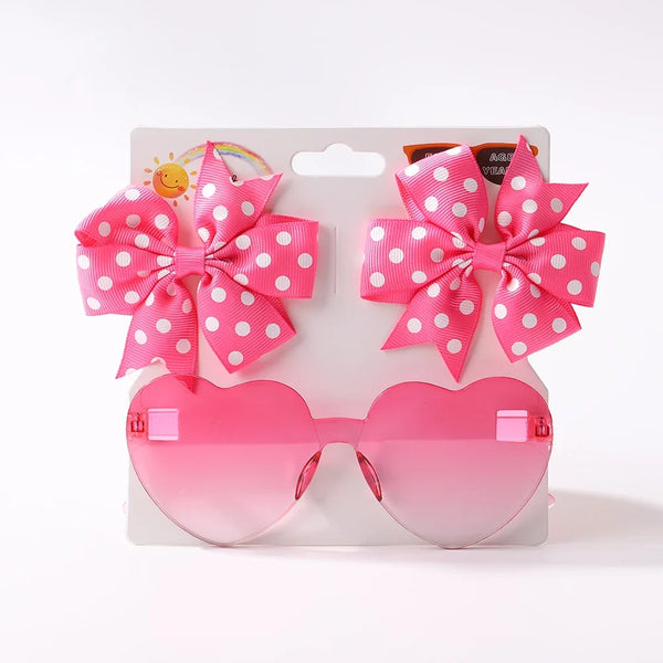 3Pcs Kids Hair Clips & Sunglasses Set