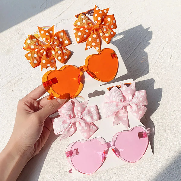 3Pcs Kids Hair Clips & Sunglasses Set