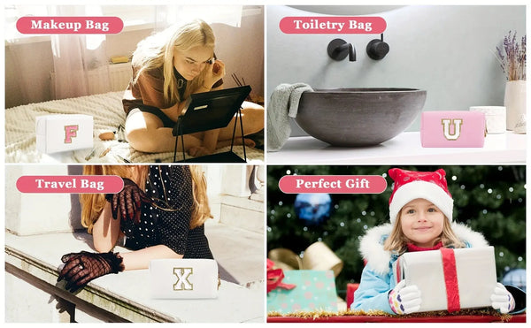 Preppy Chenille Letter Makeup Bag