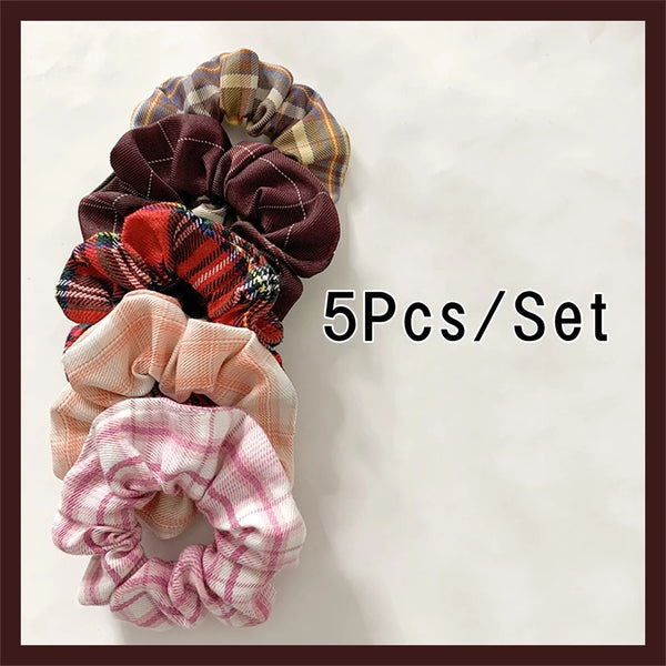 5Pcs Satin Elastic Hair Scrunchies