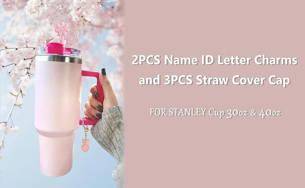 5PCS Straw Toppers & Letter Charms