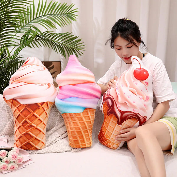 Realistic Ice Cream Plush Pillow