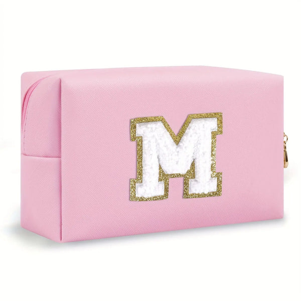 Preppy Chenille Letter Makeup Bag