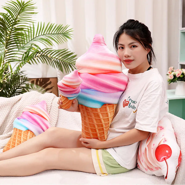 Realistic Ice Cream Plush Pillow