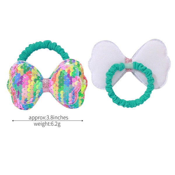 2Pcs Flower Bow Kids Hair Ties
