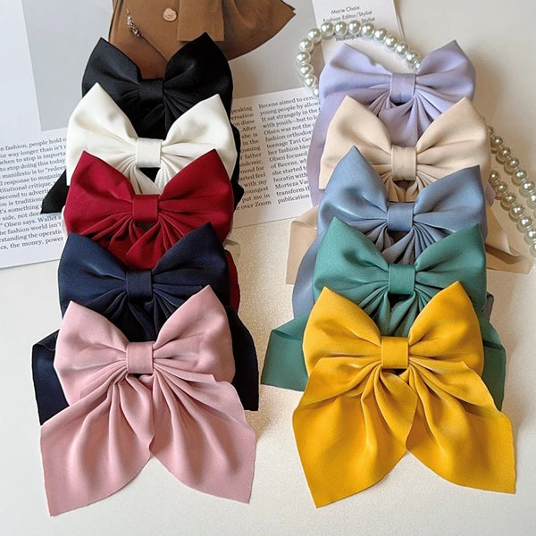 5Pcs Elegant Satin Bow Hair Clips