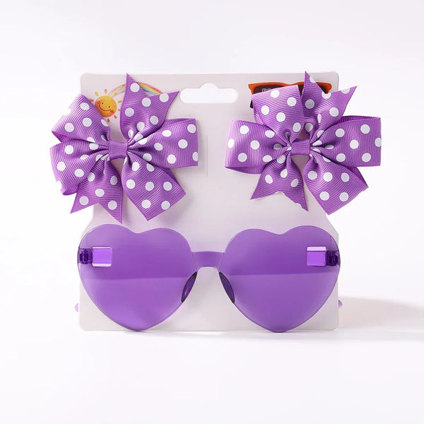 3Pcs Kids Hair Clips & Sunglasses Set