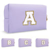 Purple Embroidered Letter Makeup Bag