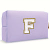Purple Embroidered Letter Makeup Bag