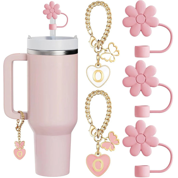 5PCS Straw Toppers & Letter Charms