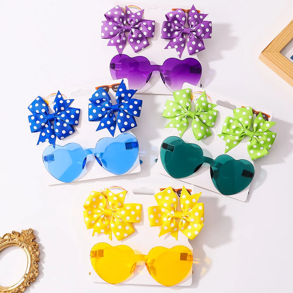 3Pcs Kids Hair Clips & Sunglasses Set