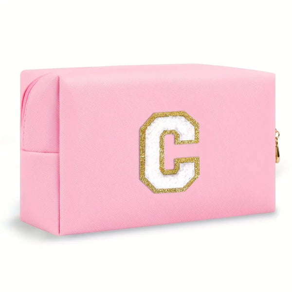 Preppy Chenille Letter Makeup Bag