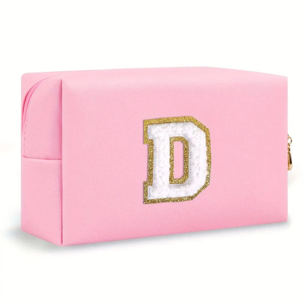 Preppy Chenille Letter Makeup Bag