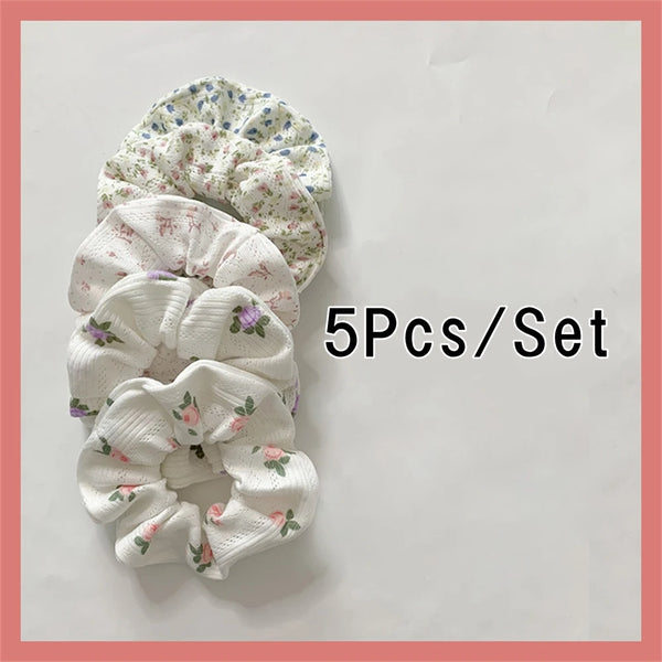 5Pcs Satin Elastic Hair Scrunchies