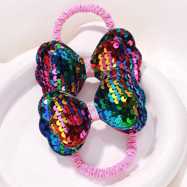 2Pcs Flower Bow Kids Hair Ties