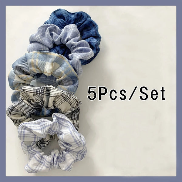 5Pcs Satin Elastic Hair Scrunchies