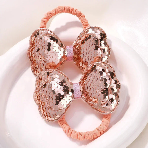 2Pcs Flower Bow Kids Hair Ties