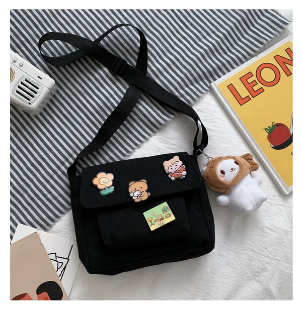 Cute Small Canvas Bag with Pendant