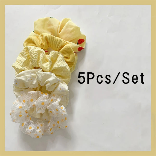 5Pcs Satin Elastic Hair Scrunchies