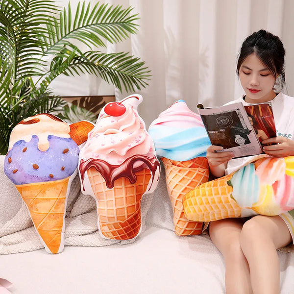 Realistic Ice Cream Plush Pillow
