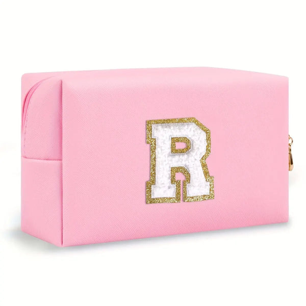 Preppy Chenille Letter Makeup Bag