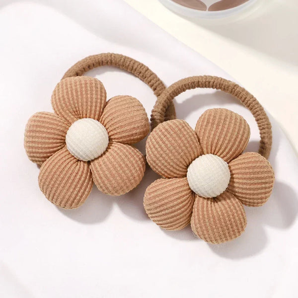2Pcs Flower Bow Kids Hair Ties