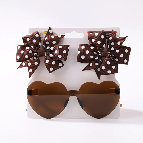 3Pcs Kids Hair Clips & Sunglasses Set