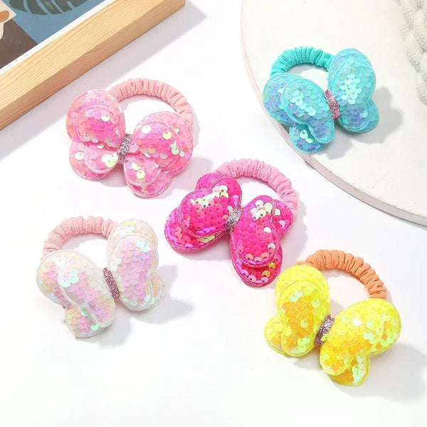 2Pcs Flower Bow Kids Hair Ties