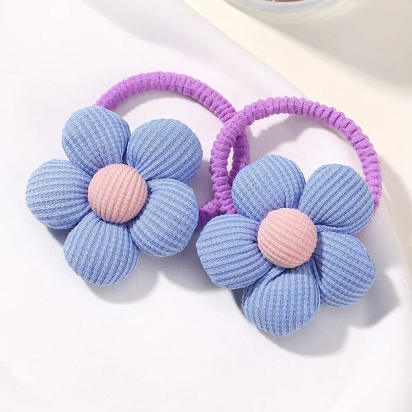 2Pcs Flower Bow Kids Hair Ties