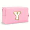 Preppy Chenille Letter Makeup Bag