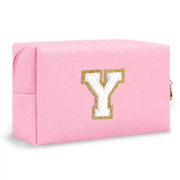 Preppy Chenille Letter Makeup Bag