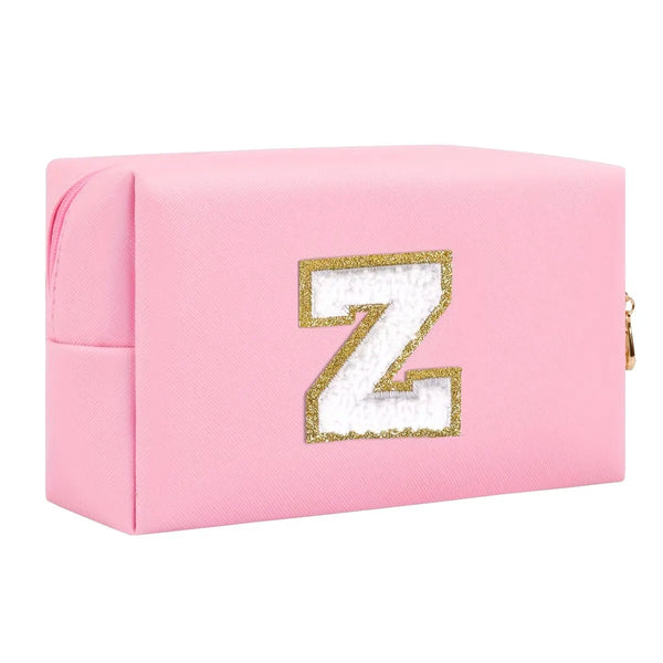 Preppy Chenille Letter Makeup Bag