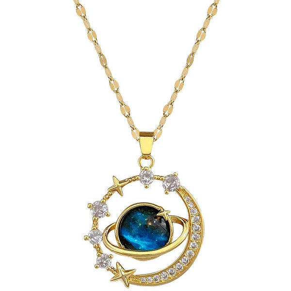 Luxury Zircon Moon Pendant Necklace
