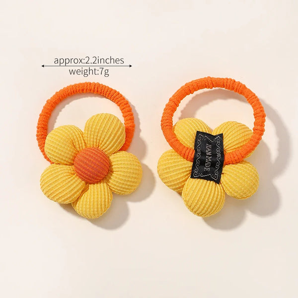 2Pcs Flower Bow Kids Hair Ties