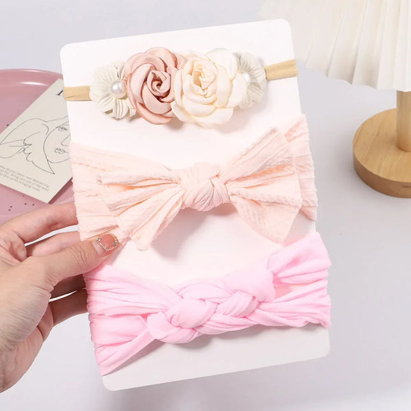 3Pcs Cable Knit Baby Headbands Set