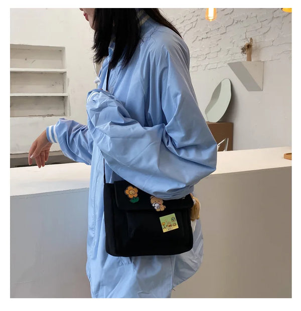 Cute Small Canvas Bag with Pendant