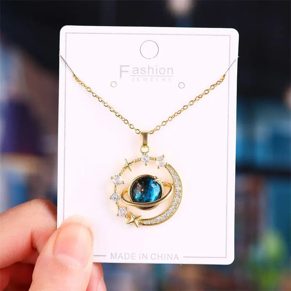 Luxury Zircon Moon Pendant Necklace