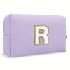 Purple Embroidered Letter Makeup Bag