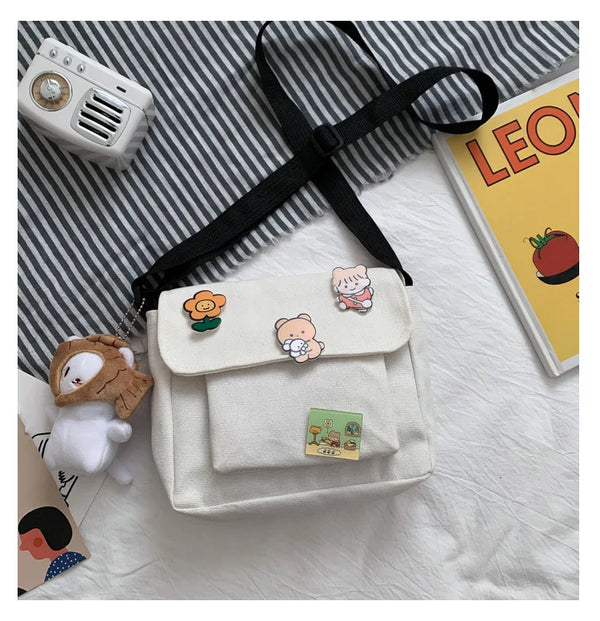Cute Small Canvas Bag with Pendant