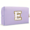Purple Embroidered Letter Makeup Bag