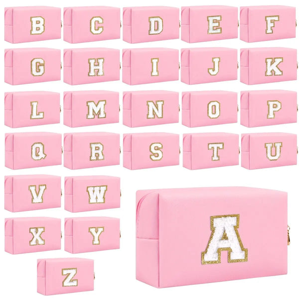 Preppy Chenille Letter Makeup Bag