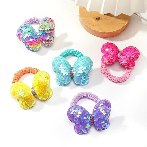 2Pcs Flower Bow Kids Hair Ties