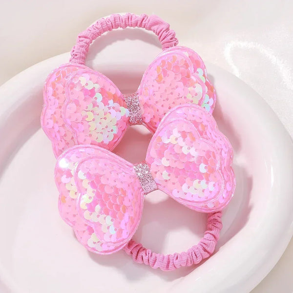 2Pcs Flower Bow Kids Hair Ties
