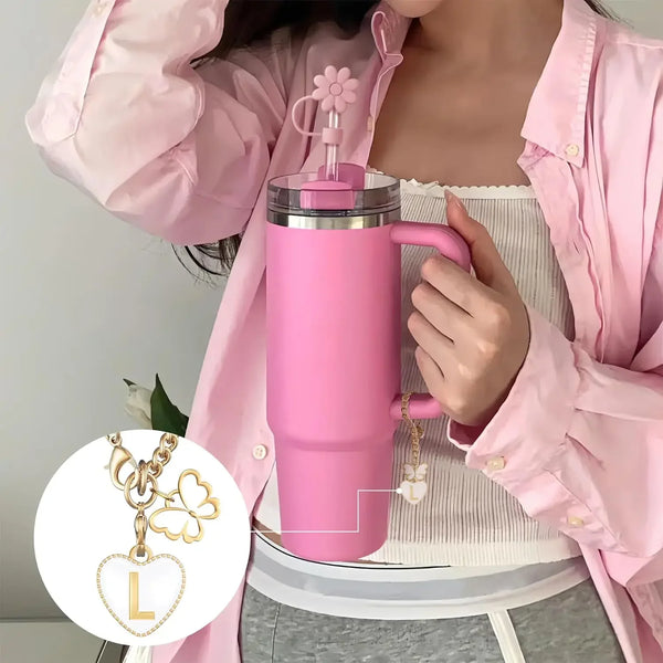 5PCS Straw Toppers & Letter Charms