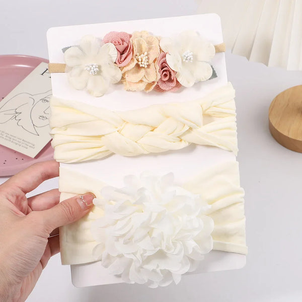 3Pcs Cable Knit Baby Headbands Set