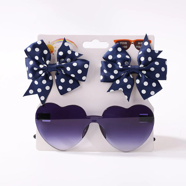 3Pcs Kids Hair Clips & Sunglasses Set