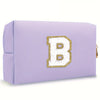 Purple Embroidered Letter Makeup Bag