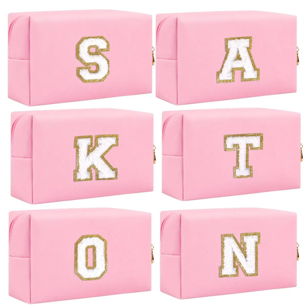 Preppy Chenille Letter Makeup Bag