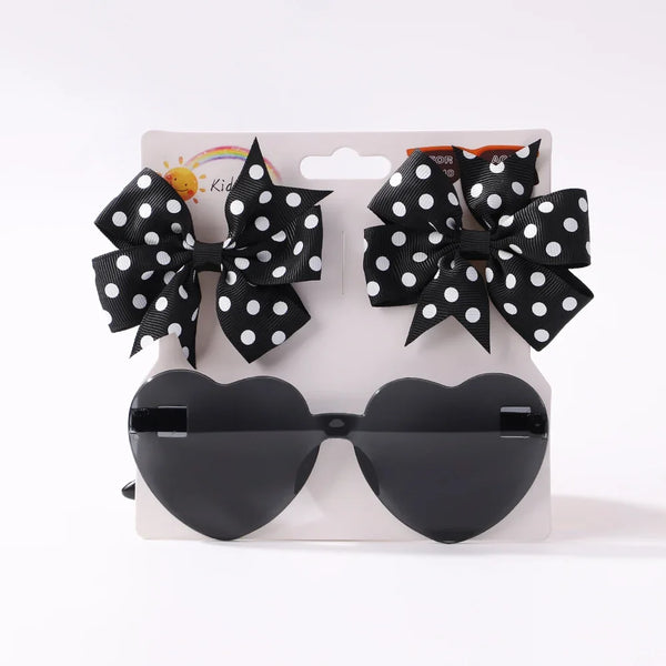 3Pcs Kids Hair Clips & Sunglasses Set